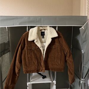 NWT Forever 21 Cropped Corduroy Sherpa Jacket